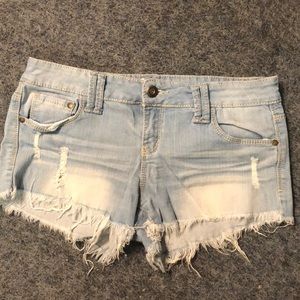 Distressed Light Wash Shorts